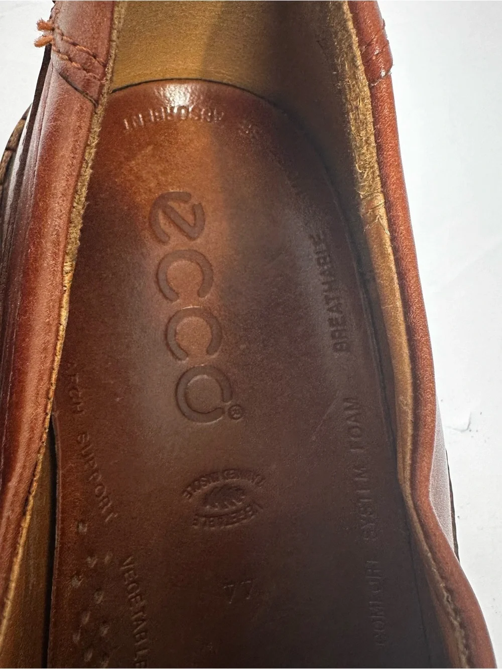 ECCO Men's Cognac Holton Slip-On Leather Business Loafers-Size 44 US 10/10.5